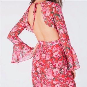 B.Darlin Red Floral Juniors Dress
